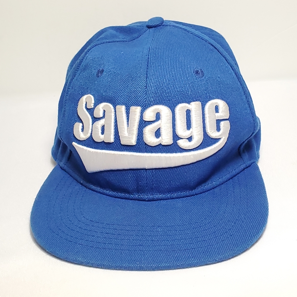 Savage Hat Royal Blue Snapback 3-D Embroidered Logo Adult Flat Bill Ball Cap